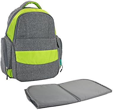Machamommy Organized Diaper Bag Backpack with Insulated Pockets, Stroller Straps and Changing Pad –Grey