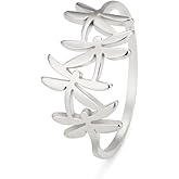 kkjoy Butterfly Rings Stainless Steel Flying Elves Rings Dragonfly Rings Promise Ring Jewelry Gift for Women Charming Ladies