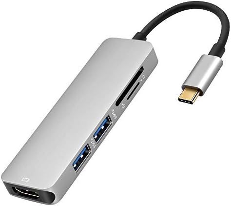 USB C Hub, AQQEF 5 In 1 USB C To HDMI/USB3.02/SD/Micro SD Card Reader Type C To HDMI 4K For Macbook, Google Chromebook