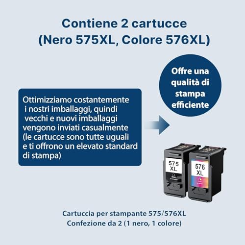 PG-575 CL-576 XL Replacement for Canon 575 576 XL Cartridges for Pixma TS3750i TR4750i TS3550i TS3551i TS3752i TS3751i TR4755i TR4751i TR4756i (Black and Color, 2-Pack)
