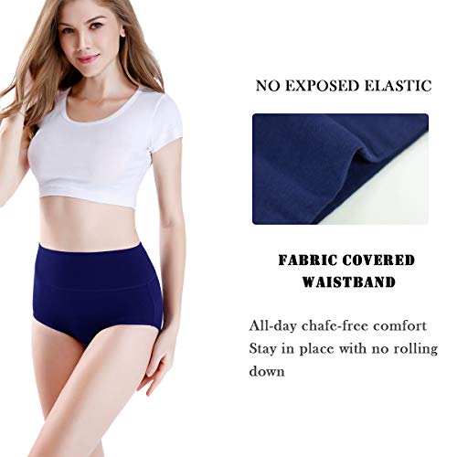 image for wirarpa Women's 4 Pack Cotton Underwear High Waisted Full Coverage Bri
