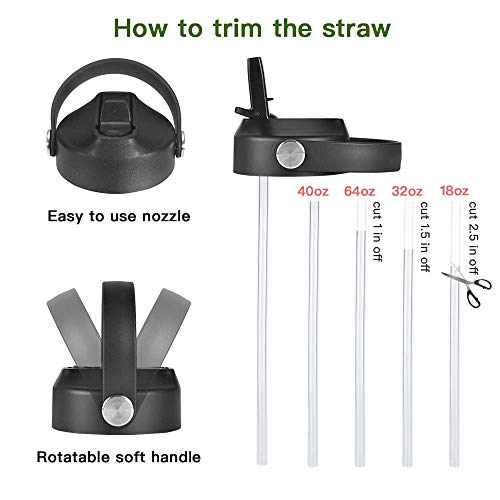 Rose Kuli Straw Lid for Hydro Flask Wide Mouth Bottle Compatibility Most Sports Water Bottle with 2 Straws and 1 Brush, BPA Free Leakproof