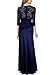 Miusol Women's Retro Floral Lace 2/3 Sleeve Slim Peplum Wedding Maxi Dress