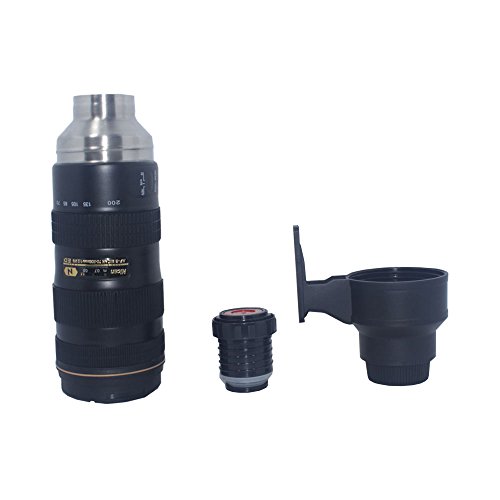 Gaodear Camera Lens Mug with Handle Thermos Stainless Steel Insulation Cup Travel Coffee Cup Tea Water Mug Photography Gift