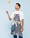 Caldo Linen Kitchen Apron - Mens and Womens Linen Bib Apron - Adjustable with Pockets (Grey)
