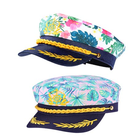GALPADA Pirate Hat Yacht Captain Hat- 2 Pieces Adjustable Captain Cap Marine Admiral Funny Party s for Men Women