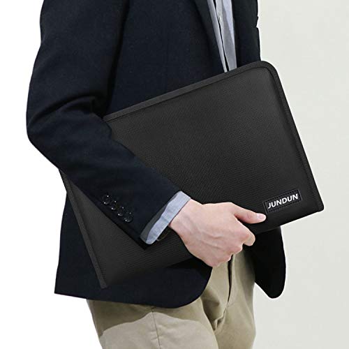 JUNDUN Fireproof Document Bag,14.2”x10” Triple Layers Fire Resistant and Waterproof Money Bag with 3 Letter Size Pockets,Fireproof Safe Storage Envelope for Cash,Passport,Jewelry and Laptop - Thumbnail 6