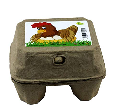 Eier aus Holz in Eierkarton, 4 Stk. in braun, Kaufladenzubehör – Bild 3