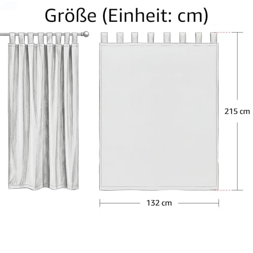 TOPICK Outdoor Curtain Weatherproof Sun Protection Curtains with Loops Opaque Living Room Balcony Door Curtain Outdoor Curtains H 215 x W 132 cm Set of 2 Water-Repellent for Balcony Gazebo Light Grey