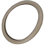 BDK BPA Free ODORLESS Leather Steering Wheel Cover Beige - Fit All Standard Size, Non-Toxic
