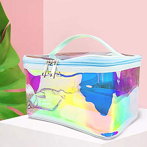 Beaupretty 1PC Holographic Transparent Large Capacity TPU Cosmetic Bag Travel Case Portable for Store Travel Home Dorm 2 Beaupretty 1PC Holographic Transparent Large Capacity TPU Cosmetic Bag Travel Case Portable for Store Travel Home Dorm