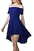ChongXiao Womens Casual Flared Swing Off Shoulder Party Cocktail Formal Skater Dress (M, Blue)