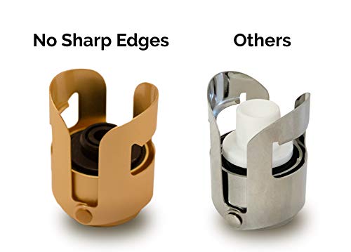 Gold Champagne Stopper (3 Pkg), Designed in France, Bottle Sealer for Cava, Prosecco, Sparkling Wine, Gold Plated, No Sharp Edge, Simple Design, No Leaks, No Spills, Passed 13 lbs Pressure Test