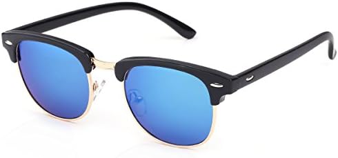 Clubmaster Designer Black Mirrored Semi Rimless Round Mirror Sunglasses For Women