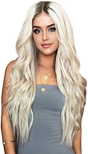 JESSIEJESSIE Fluffy Realistic Wigs For Women Big Wavy Long Wigs With Multiple Colors Wigs Heat Resistant Wigs Length 65cm (Color : Black gradient silver white)