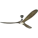 Monte Carlo 3MAVR70AGPD Maverick Max Energy Star 70" Ceiling Fan with LED Light and Hand Remote Control, 3 Balsa Wood Blades,