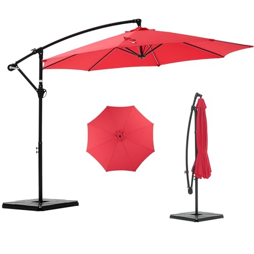 NEWBULIG 10FT Patio Umbrella, Offset Cantilever Outdoor Patio Table Umbrella, U…