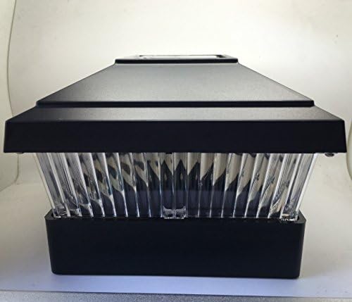 Set of 8 Solar Powered LED Light Plastic Black Square Post Fence with Inner Post Base Mount Dimension 5"x5" (Item Number NH225BK)