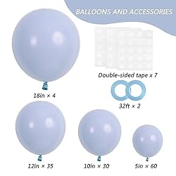 RUBFAC 129pcs Retro Blue Balloons Different Sizes