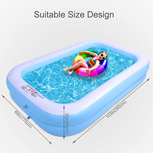 Inflatable Blow Up Kiddie Pool Family Swimming Pool 103" X 69" X 20