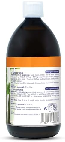 Silício Orgânico Precursor do Colagénio | Mineral Essencial para a Estrutura Celular | Ossos e Articulações |Urtiga Verde & Bambu | Assimilação Fácil, 6100 mg por dose, 1000 ml = 33 dias