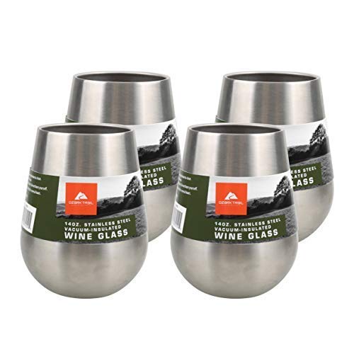 Ozark Trail 4 Pack 14 Ounce Stainless Steel Wine Glasses