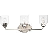 Maxim Acadia-Bath Vanity Light-Bell Shaped Glass Shades-10.5 inches high-Satin Nickel Finish-3 Bulb Count
