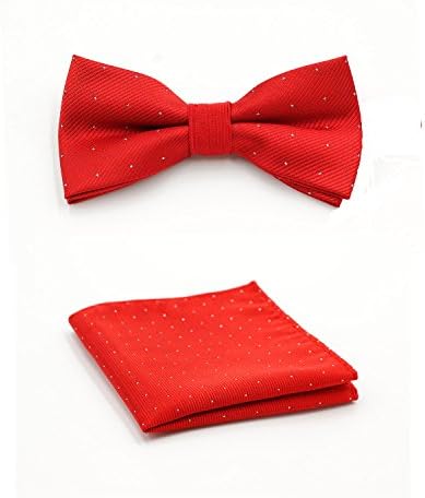 LOVTIE Gift Boxed Classic Men's Pre-Tied Satin Bow Tie &amp; Pocket Square Set