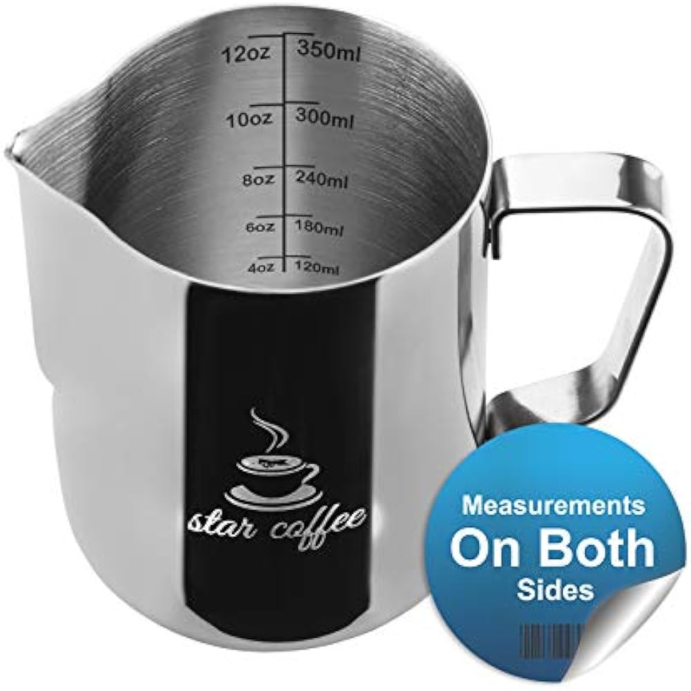 12, 20 30oz Stainless Steel Milk Frothing Pitcher Measurements On