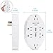USB Wall Outlet Surge Protector with 2.4A Dual USB Charging Ports and 6 Grounded Outlets, 15A/125V/1875W, ETL Listed, White
