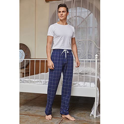 Vulcanodon Mens Cotton Pajama Pants, Lightweight Sleep Pants with Pockets Soft Lounge Pajama