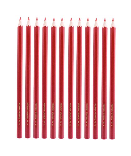 Mandala Crafts 12 Red Water Soluble Fabric Pencils for Sewing – Washable Transfer Tailor Marking Pencils & Fabric Marker for Embroidery, Quilting, Dressmaking