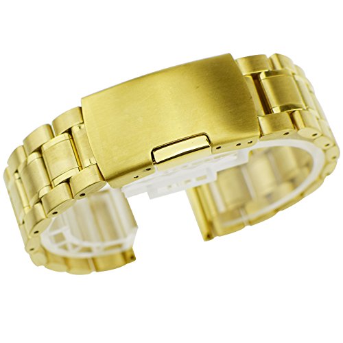 ZEIGER Men B007 Replacement Metal Wrist Watch Band (Stainless Gold 18mm)