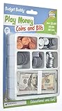 Teacher's Choice Pretend Play Money Set for Kids - 145 School Money Bills and 140 Plastic U.S. School Money Coins in Tray