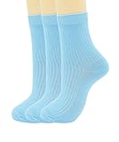 SRYL womens Super soft Combed cotton socks 3-Pairs,5-Pairs(Multicolor may choose) C310 (3 pairs-Light blue)