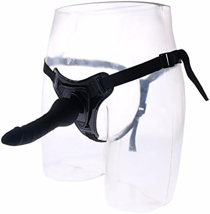 USLong Lesbian Strap on Harness Personal Massager with Single Head for Women T-back Pants - Black