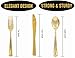 300 Pieces Premium Gold Plastic Silverware from Royal Party | Disposable Heavyweight Plastic Cutlery | Full Length Flatware Set - Includes 100 Forks, 100 Spoons, 100 Knives.