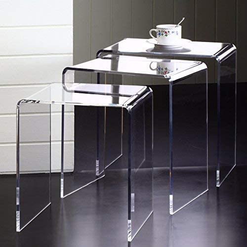 Pure Dcor Pure Decor Acrylic Nesting Tables, Set of 3, 18hx17wx11.5, Clear