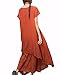 ZANZEA Womens Vintage Round Neck Two-layer Short Sleeve Cotton Linen Maxi Dress Rust red XL