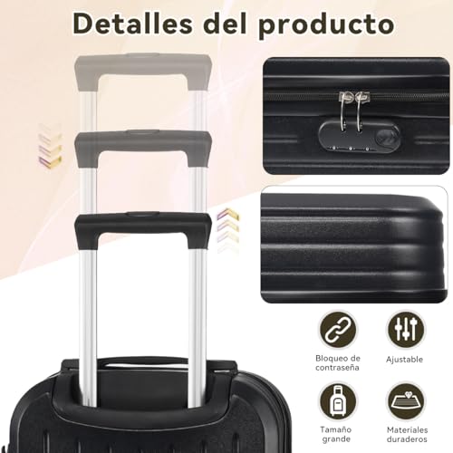 Juego de Maletas de Viaje,Set de 3 Piezas de Equipaje, 20 y 14 Pulgadas + Mochila de viaje, Mango Telescópico, Ruedas Giratorias 360°, Resistente ABS, Con Compartimentos Y Correa Ajustable