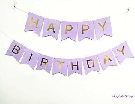 Amazon Co Jp Originalsグループラベンダーゴールドfoiled Star Happy誕生日ホオジロのバナーパーティーdecoratins おもちゃ
