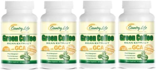 4 Bottles of 100% Pure Green Coffee Bean Extract with CGA, 800mg Per Capsule, 120 -Day Supply. 240 Caps. Zero Fillers, Zero Binders, Zero Artificial Ingredients, plus Free Ebook "How to Boost Your Metabolism" with order. A $14.99 Value