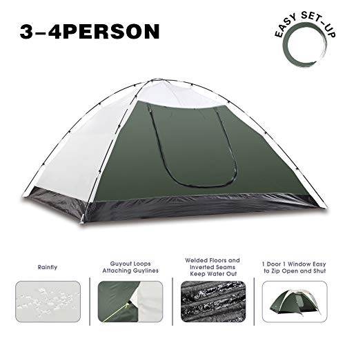 SEMOO Camping Tent, Double Layer Lightweight Traveling 3-4 Person 4-Season Tent with Carry Bag