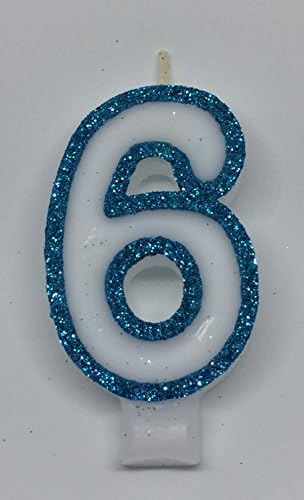 Wasiwax No (6) Birthday Candle - Frozen Blue Glitter - Browse Our Store and Choose Other Numbers