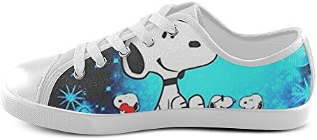 Angelinana Custom Peanuts Snoopy 3 Lace-up Flats Canvas Shoes Sneakers for Adult Women -US8