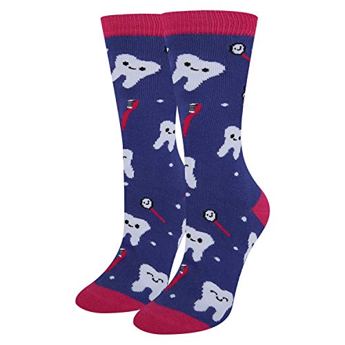 image for HAPPYPOP Women's Novelty Funny Teeth Dental Cotton Socks, Crazy Happy 