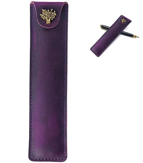 YongXiangPeng Pen Case,Aesthetic Pencil case Leather Art Pencil Case Leather Pen Pouch Fountain Pen Pouch Holder Handmade Protective Pencil Bag with Snap Button for Rollerball Fountain Ballpoint Pen
