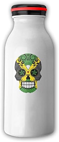 Jamaican Flag Sugar Skull Insulated Vacuum Water Bottle Stainless Steel Thermos 12 Oz