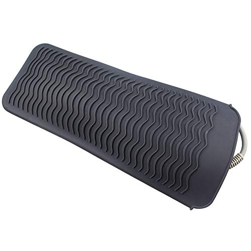 Gray Heat Resistant Silicone Travel Pouch for Curling Irons,Hair Curling Wand,Hair Salon Curler,Flat Irons,Hair Straightener,Travel Mat Pad Station for Hair Hot Styling Tools