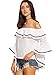 Floerns Women's Off The Shoulder Bell Sleeve Ruffle Loose Blouse Crop Top White M